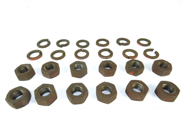 12 x Radmuttern M20x2,5mm; SW30mm und Federring flach für Traktor Schlepper