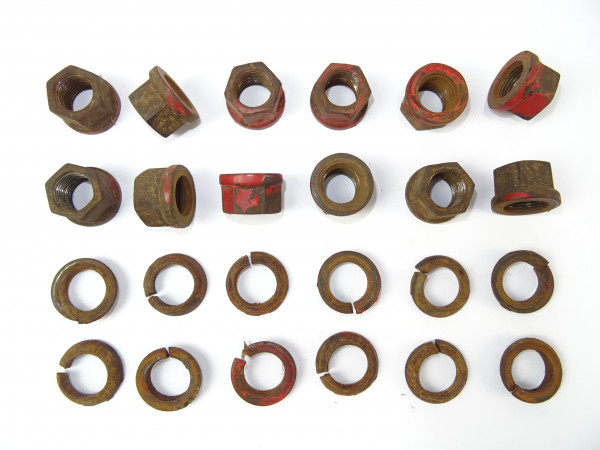 12 x Radmuttern M18x1,5 SW24mm Federring konisch hinten für Traktor